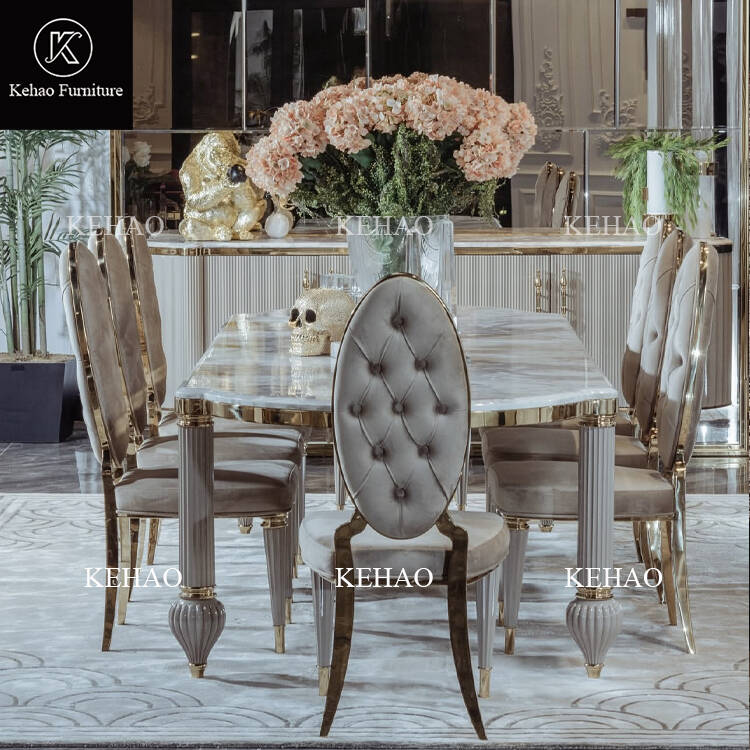 Modern Furniture Kitchen Dinning Table and 8 Chair Luxury Restaurant