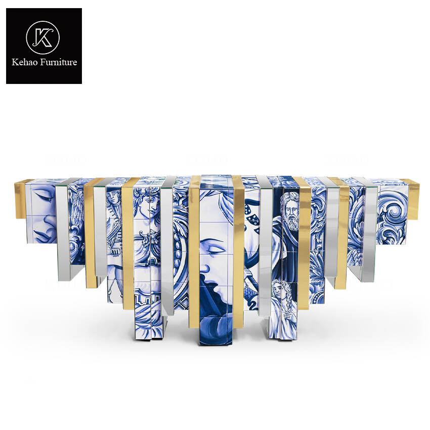 Luxury Hand Painted Wooden Console Table Furniture for Sale Heritage Console Spring-Themed Italian Console Table Design