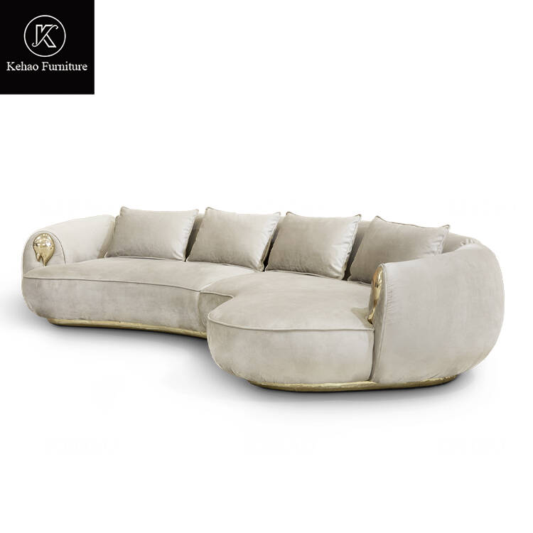 Elegant Modern Beige Fabric Sectional Sofa Contemporary Upholstery Cream Fabric Modular Luxury Sofa Set Living Room Sofas