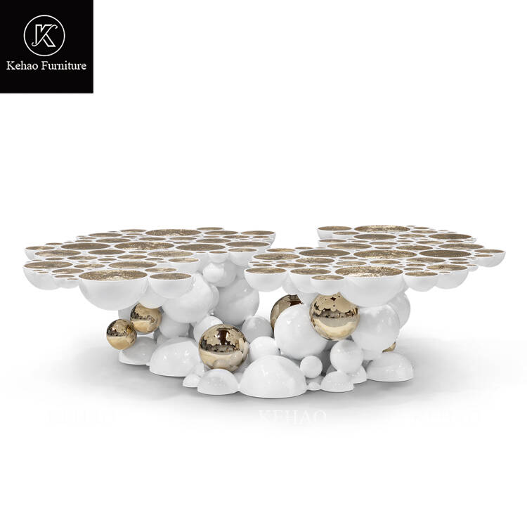 Modern Luxury Foam Styling Living Room Console Foam Carved Stainless Steel Creative Art Coffee Table Metal
